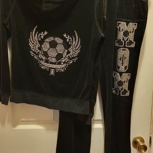 LADIES VELOUR SEQUIN BLINGED WARM UP SUIT